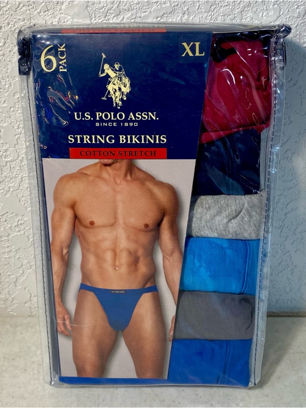 U.S. Polo Assn. String Bikini Mens XL Cotton Stretch Underwear 6 Pack Assortment